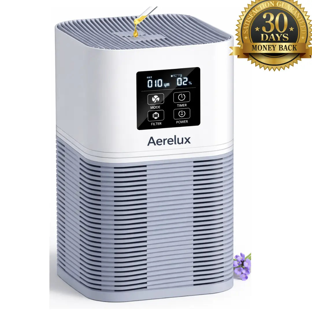 Aerelux™ 2-in-1 Air Purifier with Humidifier Combo for Home Allergies and Pets Hair, Smokers in Bedroom, H13 True HEPA Filter，White pero mas resumido y mas atractivo